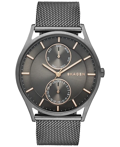 Skagen Men's Holst Smoke-Tone Stainless Steel Mesh Bracelet Watch 40mm SKW6180