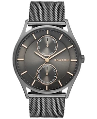 Skagen Men's Holst Smoke-Tone Stainless Steel Mesh Bracelet Watch 40mm SKW6180
