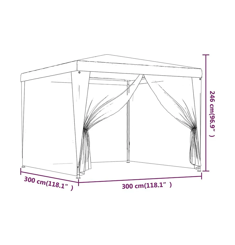 Party Tent with 4 Mesh Sidewalls Anthracite 9.8'x9.8' Hdpe