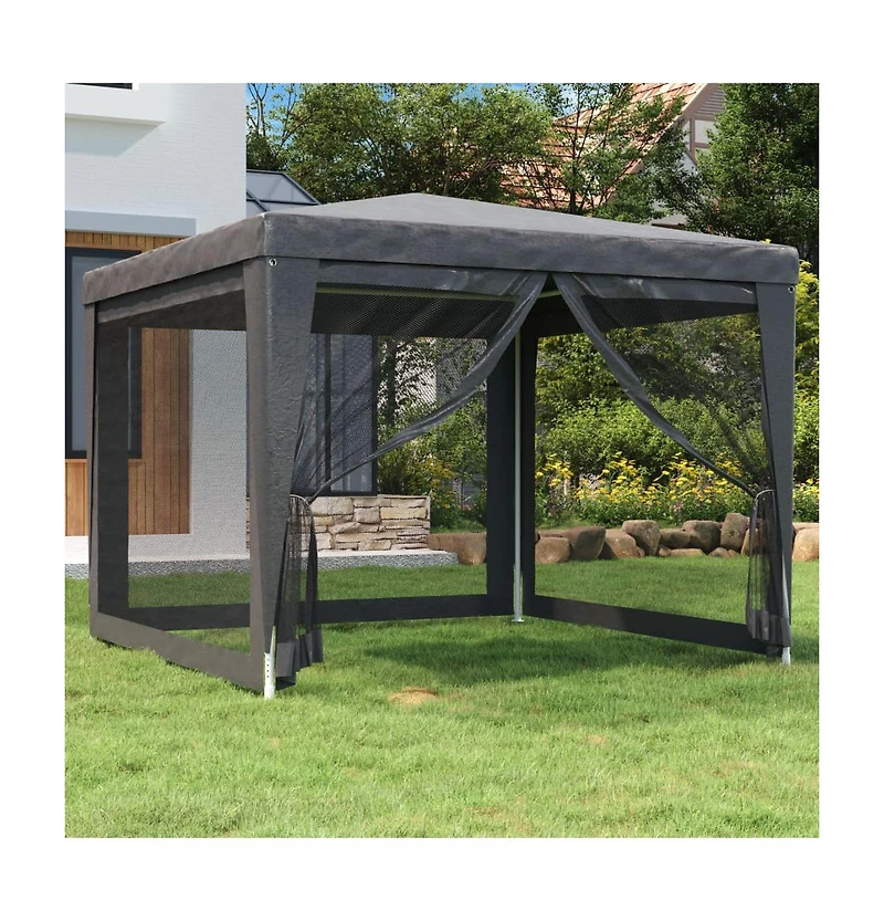 Party Tent with 4 Mesh Sidewalls Anthracite 9.8'x9.8' Hdpe