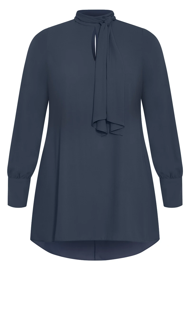 Plus Neck Tie Tunic Top