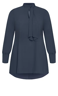 Plus Neck Tie Tunic Top