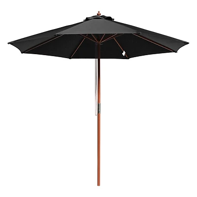 Yescom 9FT Wooden Patio Umbrella UV30+ for Beach Pool Wedding Party Table Market Garden Yard Hotel Deck Cafe Black