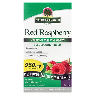 Nature's Answer Red Raspberry 950 mg - 90 Vegetarian Capsules (475 mg Per Capsule)