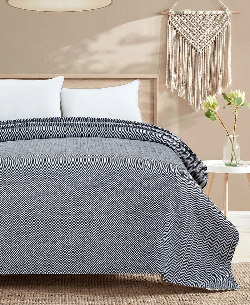 Melange Home Herringbone Cotton Blanket, King