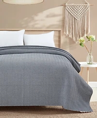 Melange Home Herringbone Cotton Blanket, King
