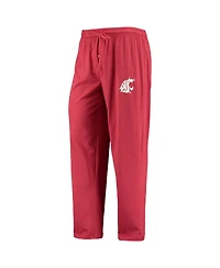 Men's Concepts Sport Crimson, Heathered Charcoal Distressed Washington State Cougars Meter Long Sleeve T-shirt and Pants Sleep Set