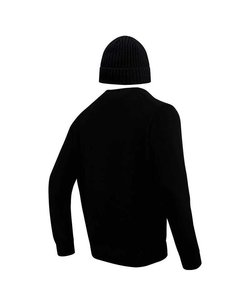 Men's Pro Standard Black Pittsburgh Steelers Crewneck Pullover Sweater and Cuffed Knit Hat Box Gift Set