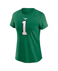 Women's Nike Jalen Hurts Kelly Green Philadelphia Eagles Player Name and Number T-shirt