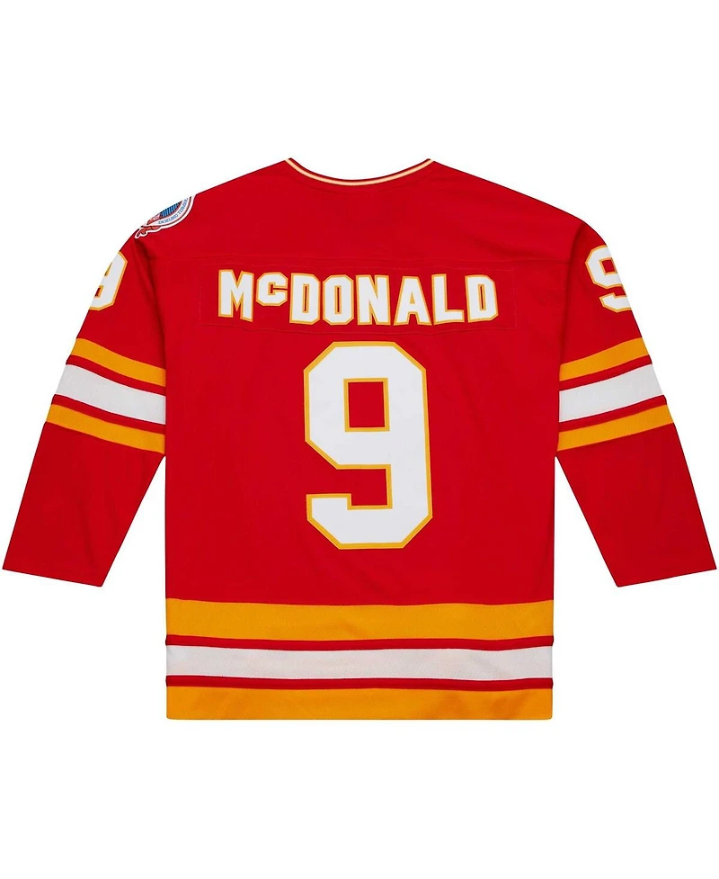 Men's Mitchell & Ness Lanny McDonald Red Calgary Flames Captain Patch 1988/89 Blue Line Player Jersey