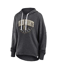 Women's Fanatics Heather Charcoal Distressed Vegas Golden Knights Lux Lounge Helmet Arch Pullover Hoodie