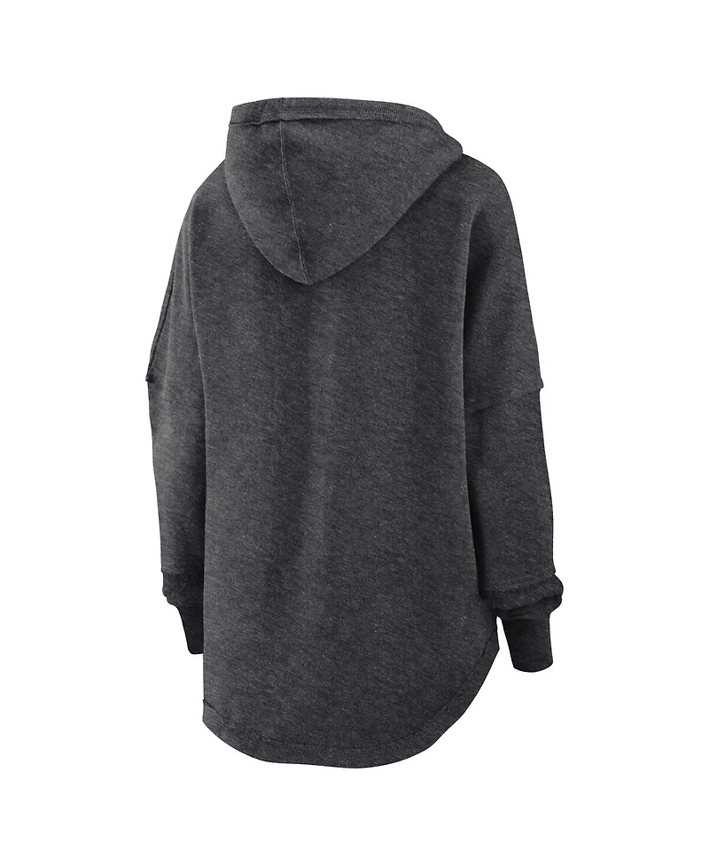 Women's Fanatics Charcoal Distressed Las Vegas Raiders Lounge Helmet Arch Pullover Hoodie