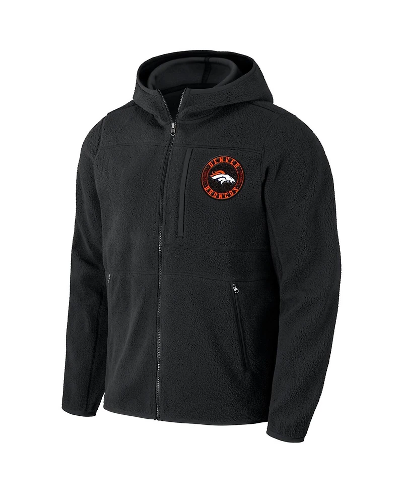 Men's Nfl x Darius Rucker Collection by Fanatics Black Denver Broncos Sherpa Full-Zip Hoodie