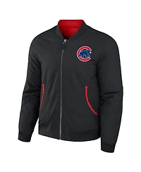 Men's Darius Rucker Collection by Fanatics Black, Red Chicago Cubs Reversible Full-Zip Bomber Jacket