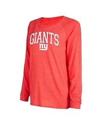 Women's Concepts Sport Royal, Red New York Giants Raglan Long Sleeve T-shirt and Shorts Lounge Set