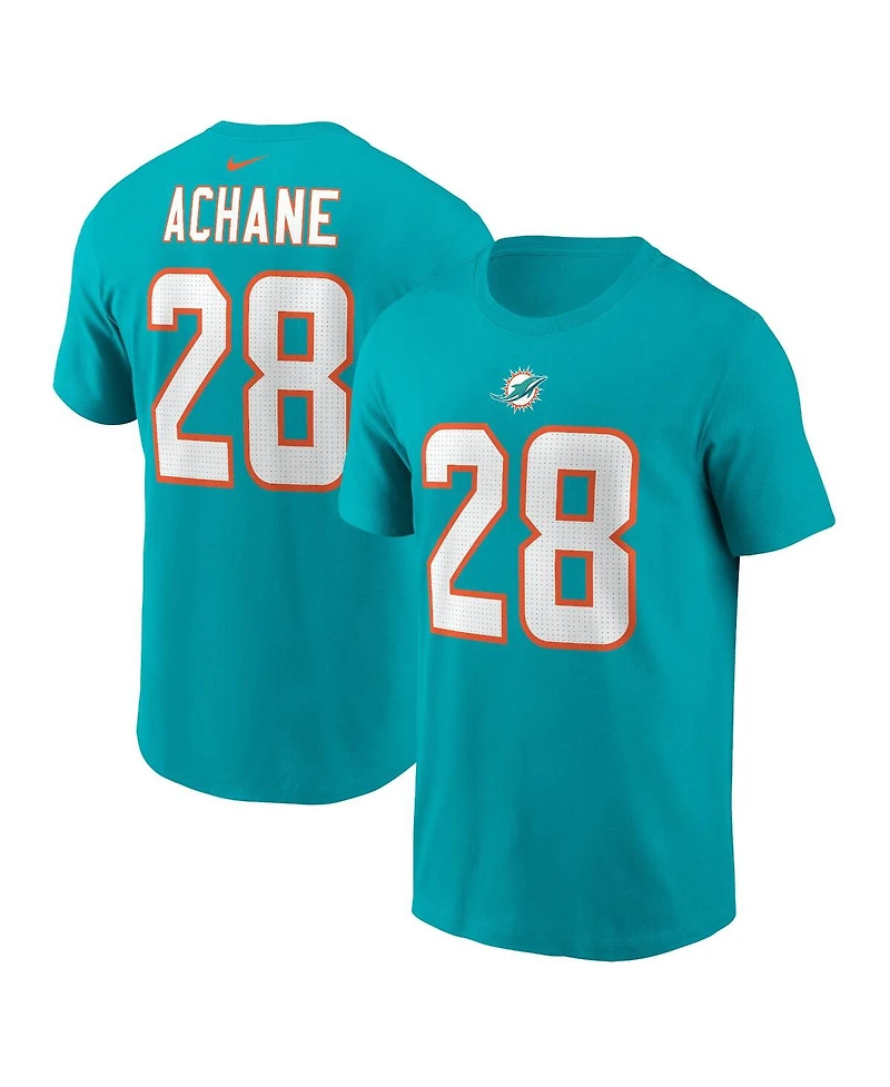Men's Nike De'Von Achane Aqua Miami Dolphins Player Name and Number T-shirt
