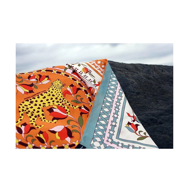 Jessie Zhao New York Double Sided Silk Scarf of Tropical Love