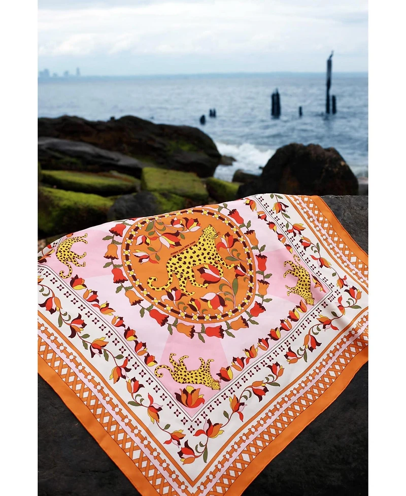 Jessie Zhao New York Double Sided Silk Scarf of Tropical Love