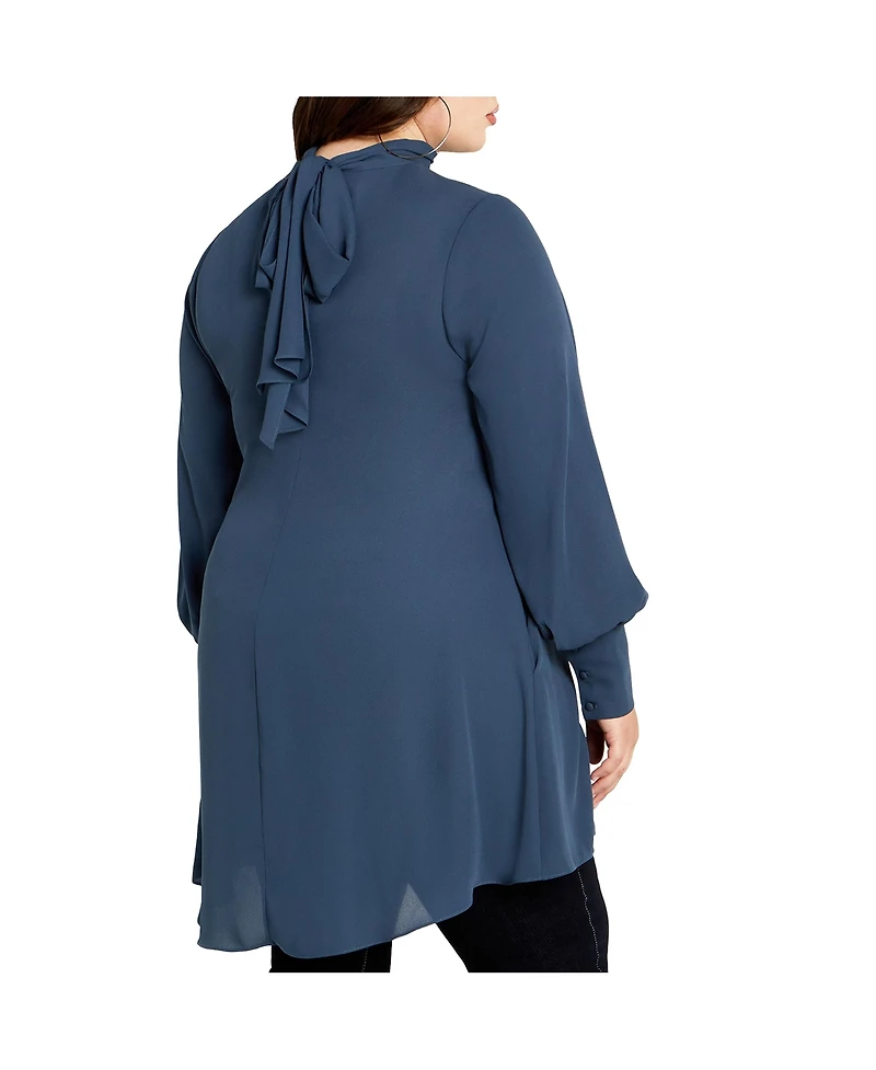 Plus Neck Tie Tunic Top