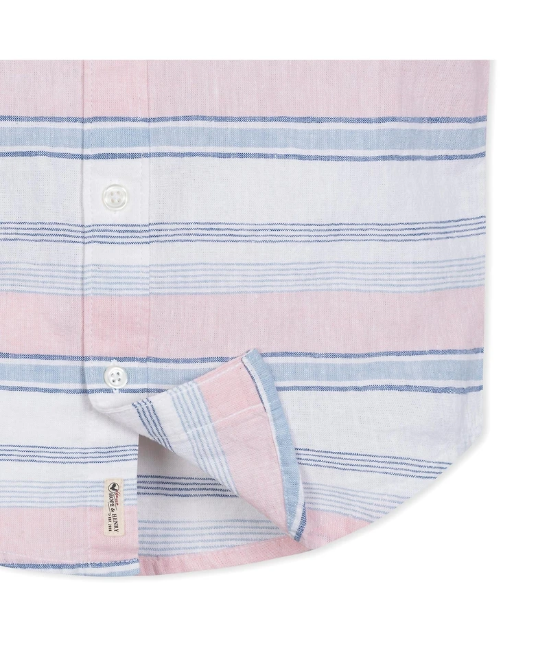 Hope & Henry Boys' Linen Short Sleeve Button Down Shirt, Infant