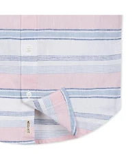 Hope & Henry Boys' Linen Short Sleeve Button Down Shirt, Infant