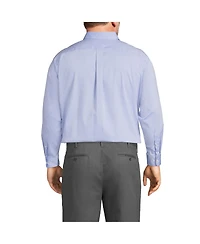 Lands' End Men's Traditional Fit Solid No Iron Supima Pinpoint Button-down Collar Dress Shirt