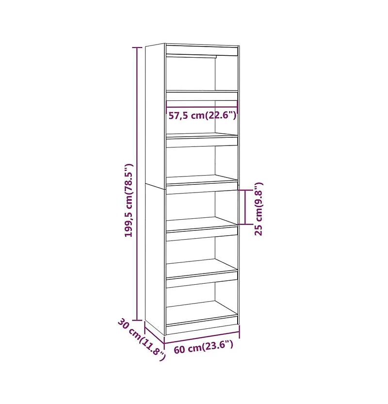 Book Cabinet/Room Divider White 23.6"x11.8"x78.5" Solid Wood Pine