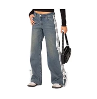 Women's Washed Low rise ribbon jeans