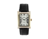 Peugeot Men's 43x30 mm Black Vintage Like Tank Leather Strap Watch