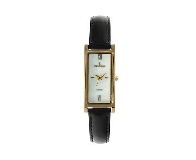 Peugeot Women 36x18mm Watch Glossy Black Leather Strap