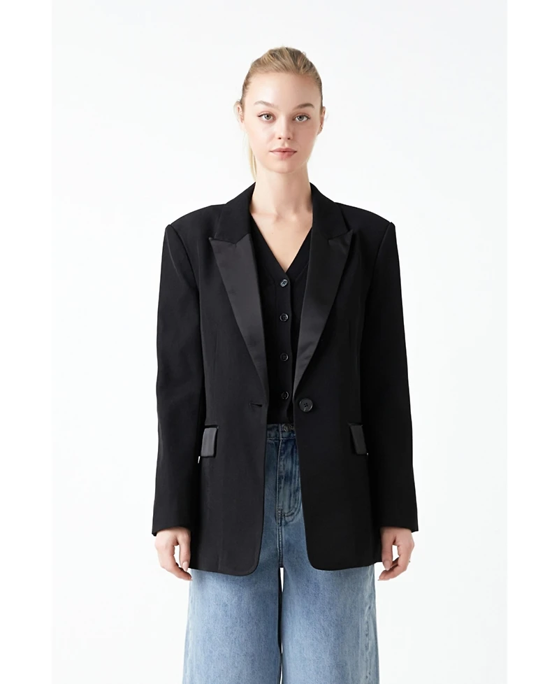 Grey Lab Women's Tuxedo Oversized Jacket