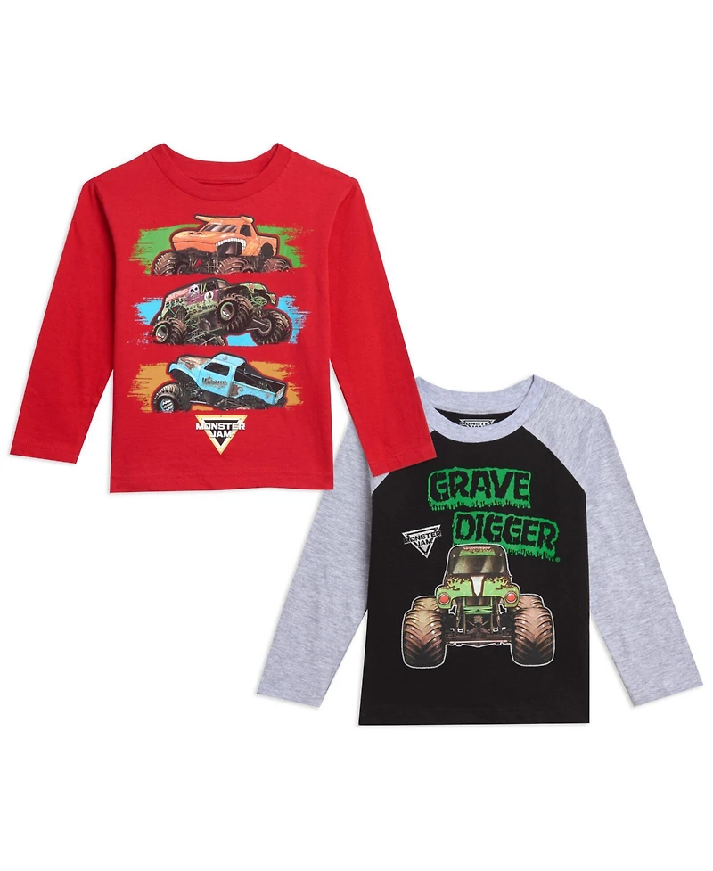 Monster Jam Toddler Boys 2 Pack Long Sleeve Graphic T-Shirts Multicolored Toddler|Child