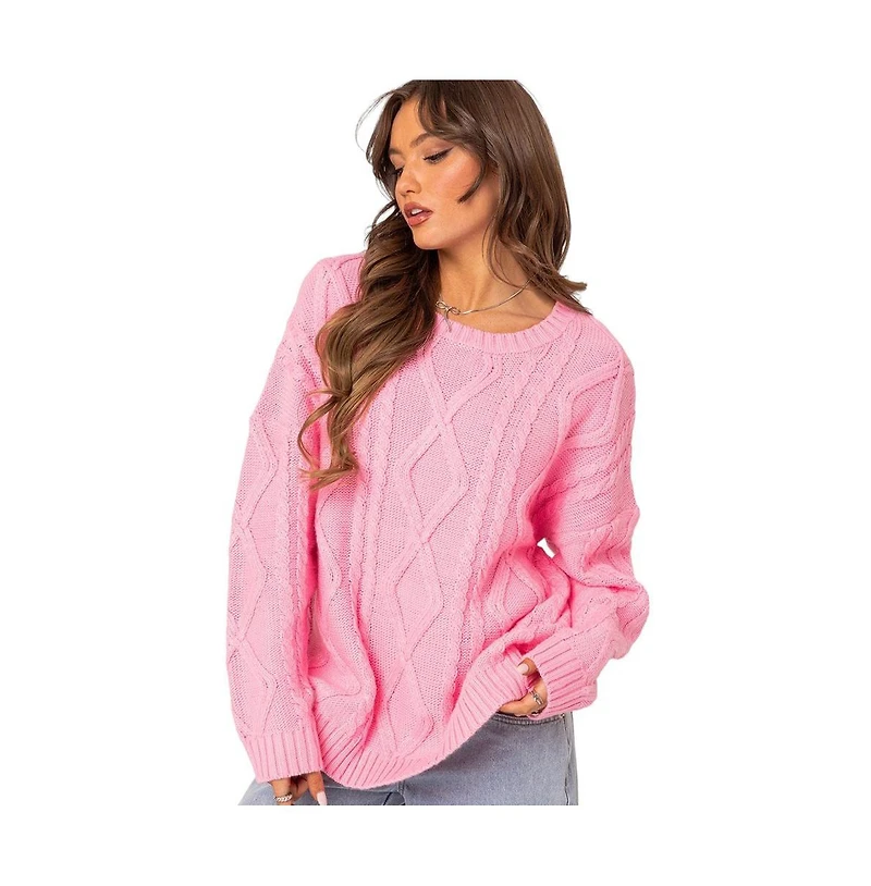 Edikted Women's Kennedy oversized cable knit sweater