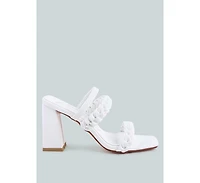 Womens Arnie Dual Braided Strap Block Heel Sandals