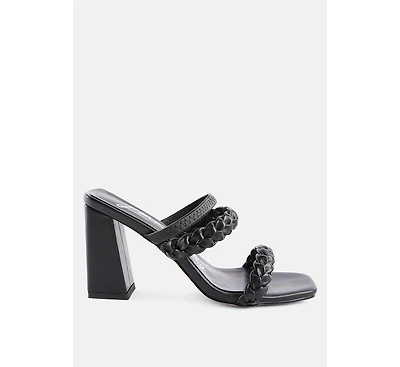 Womens Arnie Dual Braided Strap Block Heel Sandals