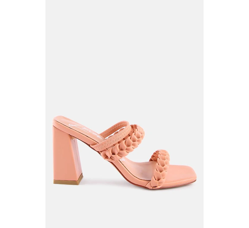 Womens Arnie Dual Braided Strap Block Heel Sandals
