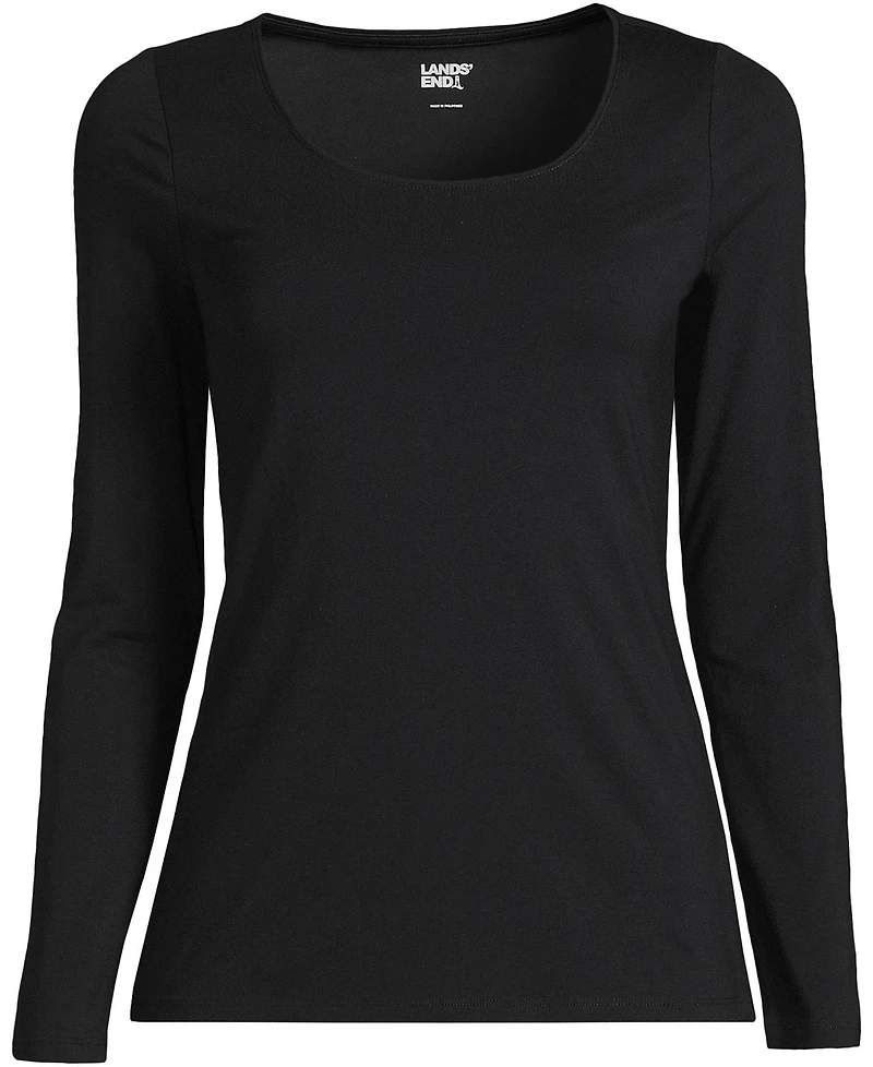 Lands' End Women's Lightweight Jersey Skimming Long Sleeve Scoop Neck T-shirt