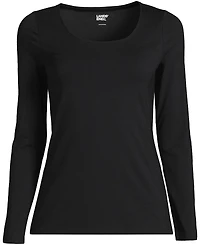 Lands' End Women's Lightweight Jersey Skimming Long Sleeve Scoop Neck T-shirt