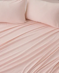 Premium Comforts Heathered Melange T-shirt Jersey Knit Cotton Blend Piece Sheet Set