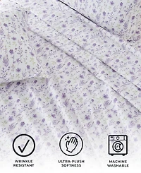 Premium Comforts Floral Printed Microfiber 4-Pc. Sheet Set