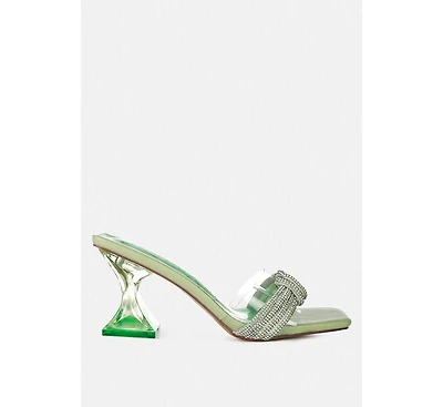 Womens Hiorda Rhinestone Knotted Spool Heel Sandals