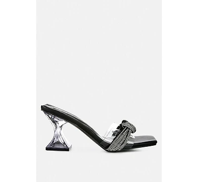 Womens Hiorda Rhinestone Knotted Spool Heel Sandals