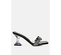 Womens Hiorda Rhinestone Knotted Spool Heel Sandals