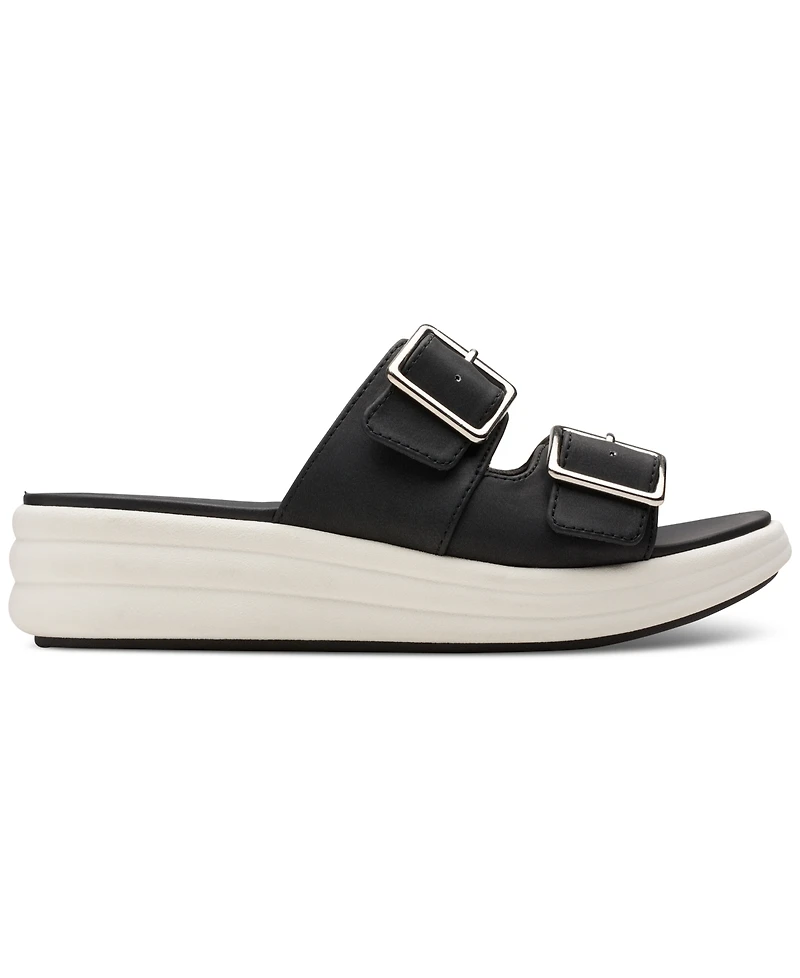 Clarks Women's Drift Buckle Slip-On Slide Wedge Sandals