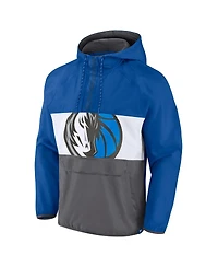Men's Fanatics Blue, Gray Dallas Mavericks Anorak Flagrant Foul Color-Block Raglan Hoodie Half-Zip Jacket