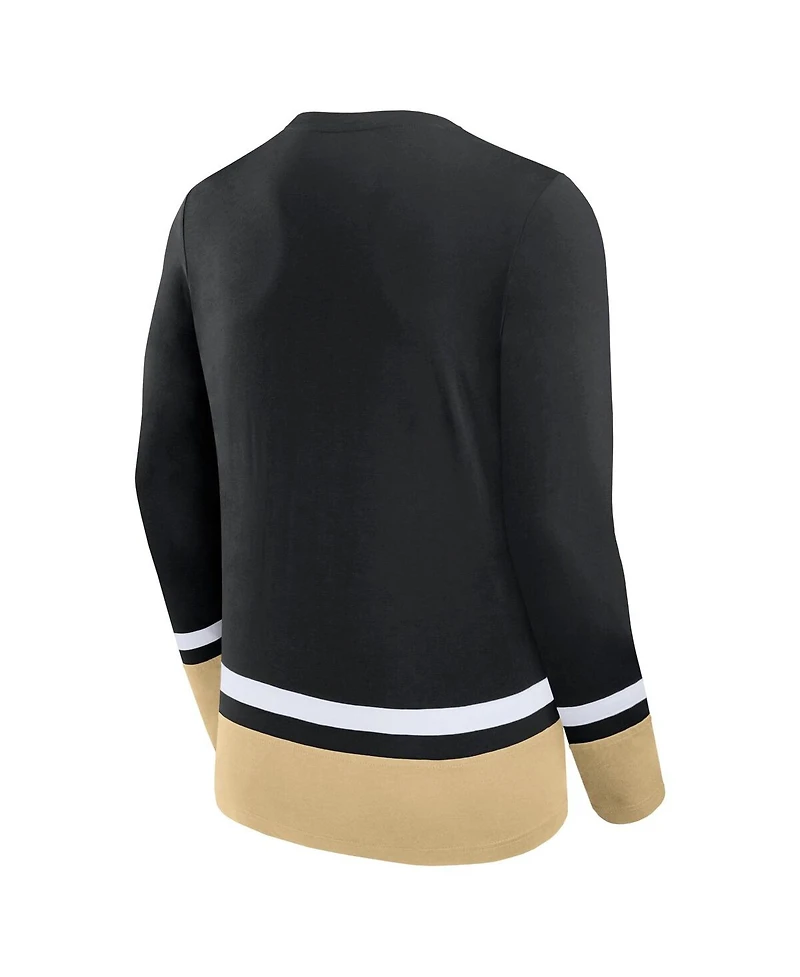 Men's Fanatics Black Vegas Golden Knights Back Pass Lace-Up Long Sleeve T-shirt