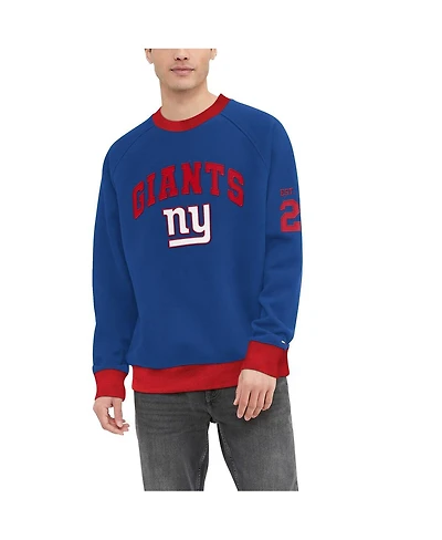 Men's Tommy Hilfiger Royal New York Giants Reese Raglan Tri-Blend Pullover Sweatshirt
