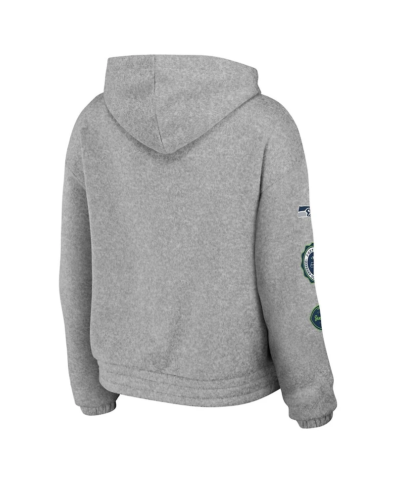 Women's Wear by Erin Andrews Heather Gray Seattle Seahawks Full-Zip Hoodie