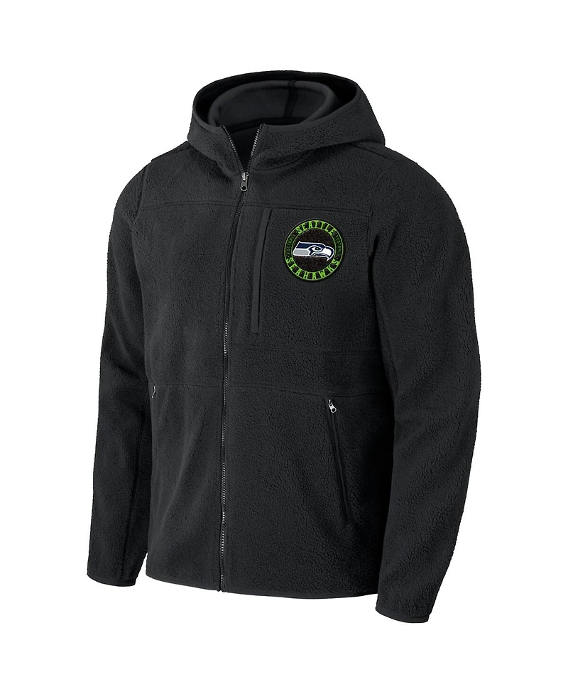 Men's Nfl x Darius Rucker Collection by Fanatics Black Seattle Seahawks Sherpa Full-Zip Hoodie
