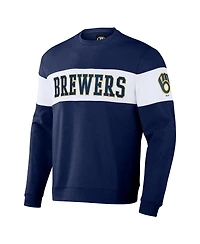 Men's Darius Rucker Collection by Fanatics Navy Milwaukee Brewers Stripe Pullover Sweatshirt